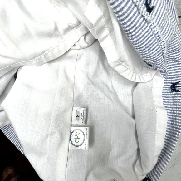 CPC Designs CLASSIC PREP Sailor Shift Seersucker Embroidered Blue Anchor Dress 8 - Picture 2 of 3